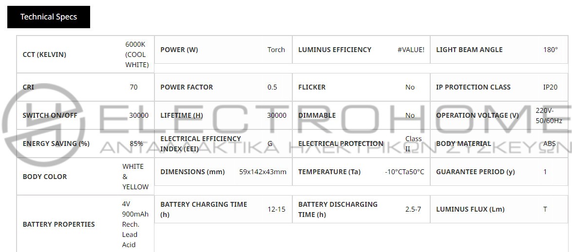 ΦΩΤΙΣΤΙΚΟ ΕΠΑΝΑΦΟΡΤΙΖΟΜΕΝΟ LED VITO 0.5W-6W 4V (2 ΘΕΣΕΙΣ ΦΩΤΙΣΜΟΥ) 2